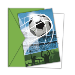 FOOTBALL FANS - 6 Einladungskarten mit Umschlag