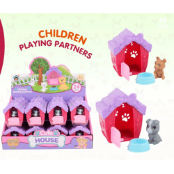 Käfig mit Haustier (Hündchen und Kätzchen) 24 Stück im Display