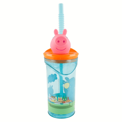 Peppa Pig - 3D Trinkbecher mit Strohhalm - 360 ml