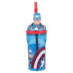 Marvel: Captain America - 3D Trinkbecher mit Strohhalm 360ml