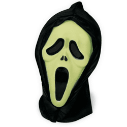Halbmaske Geist mit Haube, nachtleuchtend - 1-teilig - Adult