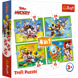 Mickey Mouse und Freunde - 4 in 1 Puzzle 12,15, 20, 24 Teile