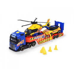 Dickie Toys - 3er Set Rettungs-Fahrzeuge (Volvo Truck mit Transporter, Auto & Airbus Helikopter)