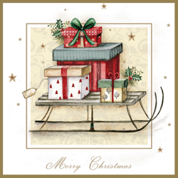 20 Servietten / Napins 33 x 33 cm - Merry Christmas Sleigh - Christmas