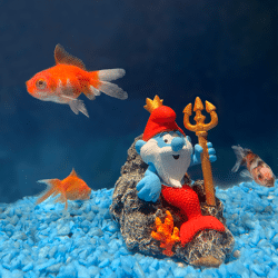 Papa Schlumpf als Neptun - Deko-Figur