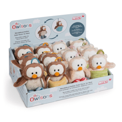 Wendekuscheltier Eule Oscar und Owluna mit Loop Display NICI GREEN