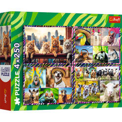 Lustige Tiere - Puzzle 4 x 250 Teile
