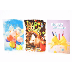 Geburtstagskarte - 100 Stück - 3 Motive - 11,5 x 17,5 cm