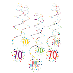 Confetti Birthday - 6 Deko-Spiralen 70 - 61 cm