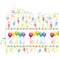 Happy Birthday Streamers - 1 Plastik Tischdecke 120x180cm