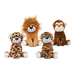 Wildtiere, Plüschfigur sitzend 4-fach 20 cm