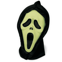 Halbmaske Geist mit Haube, nachtleuchtend - 1-teilig - Adult