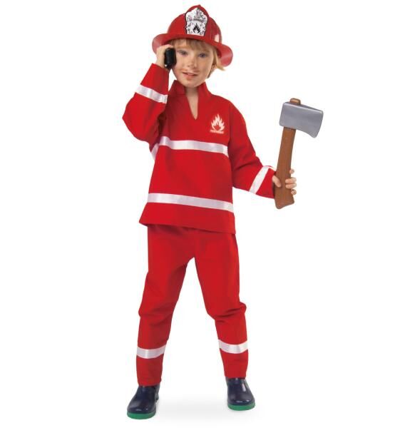 Feuerwehrmann rot - Kost&uuml;m 2-teilig - Kids (Gr&ouml;&szlig;e 128)