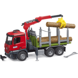 Bruder 03669 - MB Arocs Holztransport-LKW mit Ladekran, Greifer + Baumstämme