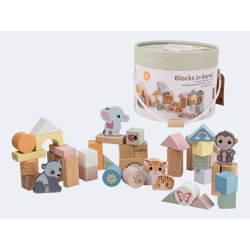 50 Holzbausteine Wildies Family in Tonne