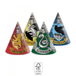 Harry Potter Hogwarts - 6 Partyhüte - 4-fach sortiert