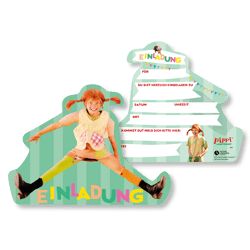 PIPPI LANGSTRUMPF - 8 Einladungskarten