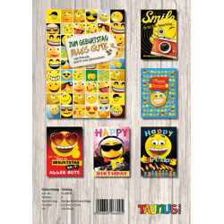 Smiley Geburtstagskarten - 100 Stück - 6 Motive