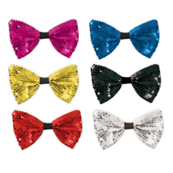 Pailletten-Schleife, sort. Farben; 16 cm B.