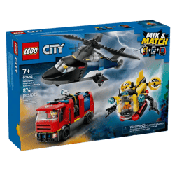 LEGO® City Fahrzeuge 60462 - Kombinationsset mit Hubschrauber, Löschauto und U-Boot (874 Teile)