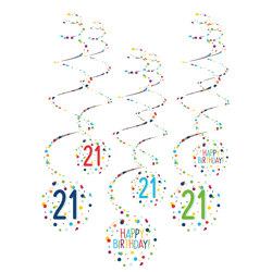 Confetti Birthday - 6 Deko-Spiralen 21 - 61 cm