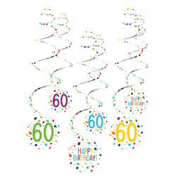 Confetti Birthday - 6 Deko-Spiralen 60 - 61 cm
