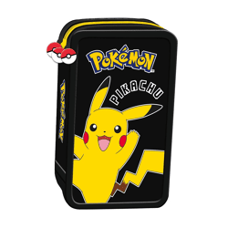 Pokémon - Pencil Case with 3 Compartments and Contents - 20 cm