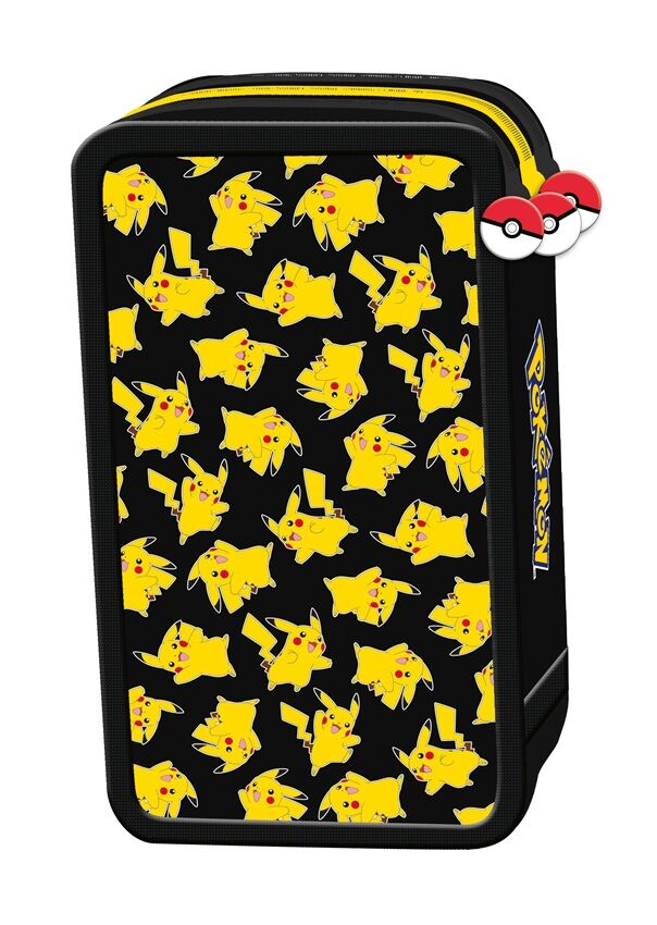 Pokémon - Pencil Case with 3 Compartments and Contents - 20 cm