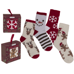 X-MAS Cozy Socks - 4-Pack Assortment - Sizes 36-42