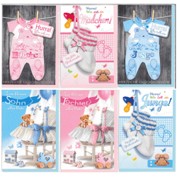 Glückwunschkarten Baby / Geburt - 100 Stück - 6 Motive