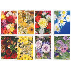 Glückwunschkarten Blumen - 100 Stück - 8 Motive