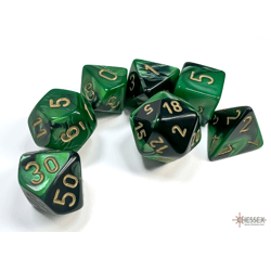 Chessex: Gemini Black-Green/gold Polyhedral 7-Dice Set