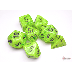 Chessex: Vortex Bright Green/black Polyhedral 7-Dice Set
