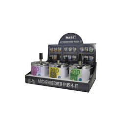 Euro - Dreh-Aschenbecher Sortiment - 9 x 12 cm - 6er Display