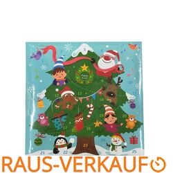 Adventskalender mit Radiergummi, Motiv Weihnachtsbaum, 26x26x5cm, Kalender Advent