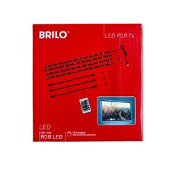 Brilo Dimmbar RGB LED TV Hintergrundbeleuchtung, LED FOR TV, für Monitore und Fernseher, USB Anschluss, Fernbedienung, Farbwechsel, 4 x Stre