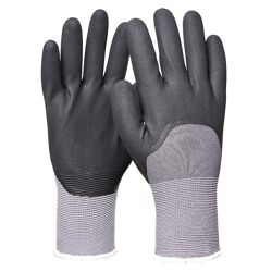 Größe 7, Nitrilschaum-Feinstrick-Handschuhe grau/schwarz, Nylon/Spandex, EN388, Oekotex, 3/4-Beschichtung