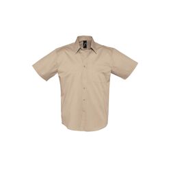 Branded short sleeve cotton twill shirt for men