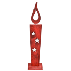 Beeld Kaars LED op batterij hout rood 36 cm