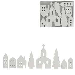 Spetebo kerstdorp hout wit 16 cm 8-delig