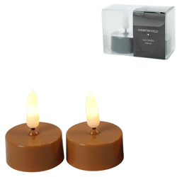 Countryfield LED theelicht Elegance vlameffect amber 5 cm set van 2