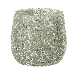 J-line theelichthouder glitter zilverkleurig 10 cm