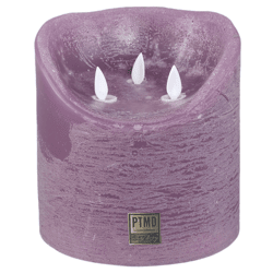 PTMD Battery-Operated LED Pillar Candle, XXL, Lilac, 15 x 15 cm
