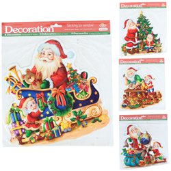 Raamstickers kerstman 30 cm 4 assorti