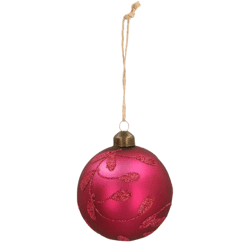 Christmas ball Berry Leaf glass pink 8 cm