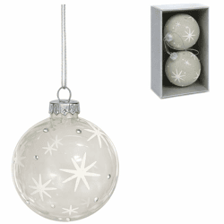 Kerstbal transparant 8 cm 2 stuks