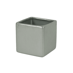 D&M bloempot vierkant Basic mat zilverkleurig 7 cm