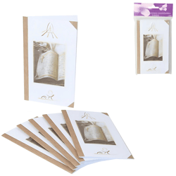 Kaarten religie wit/bruin 17 cm DIY set van 6