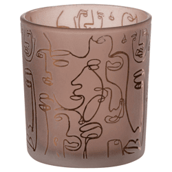 J-line windlicht Faces bruin 15 cm