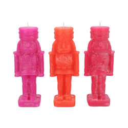 Kaars Frosty Nutcracker fuchsia mix 4 x 12 cm 3 assorti